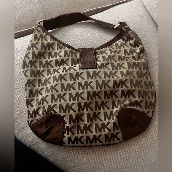 MICHAEL KORS DESIGNER PURSE HANDBAG BROWNS/TANS MK INITIALS - Picture 2 of 7